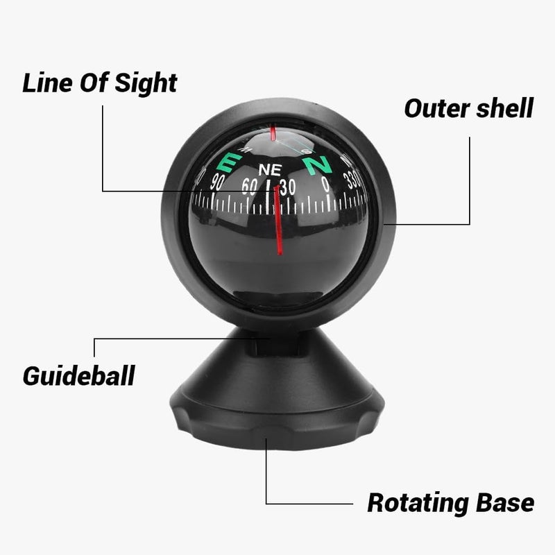 Glomora Marine Boat Compass - Black Electronic Military-Grade Ball Compass for Nighttime Navigation - Image 4